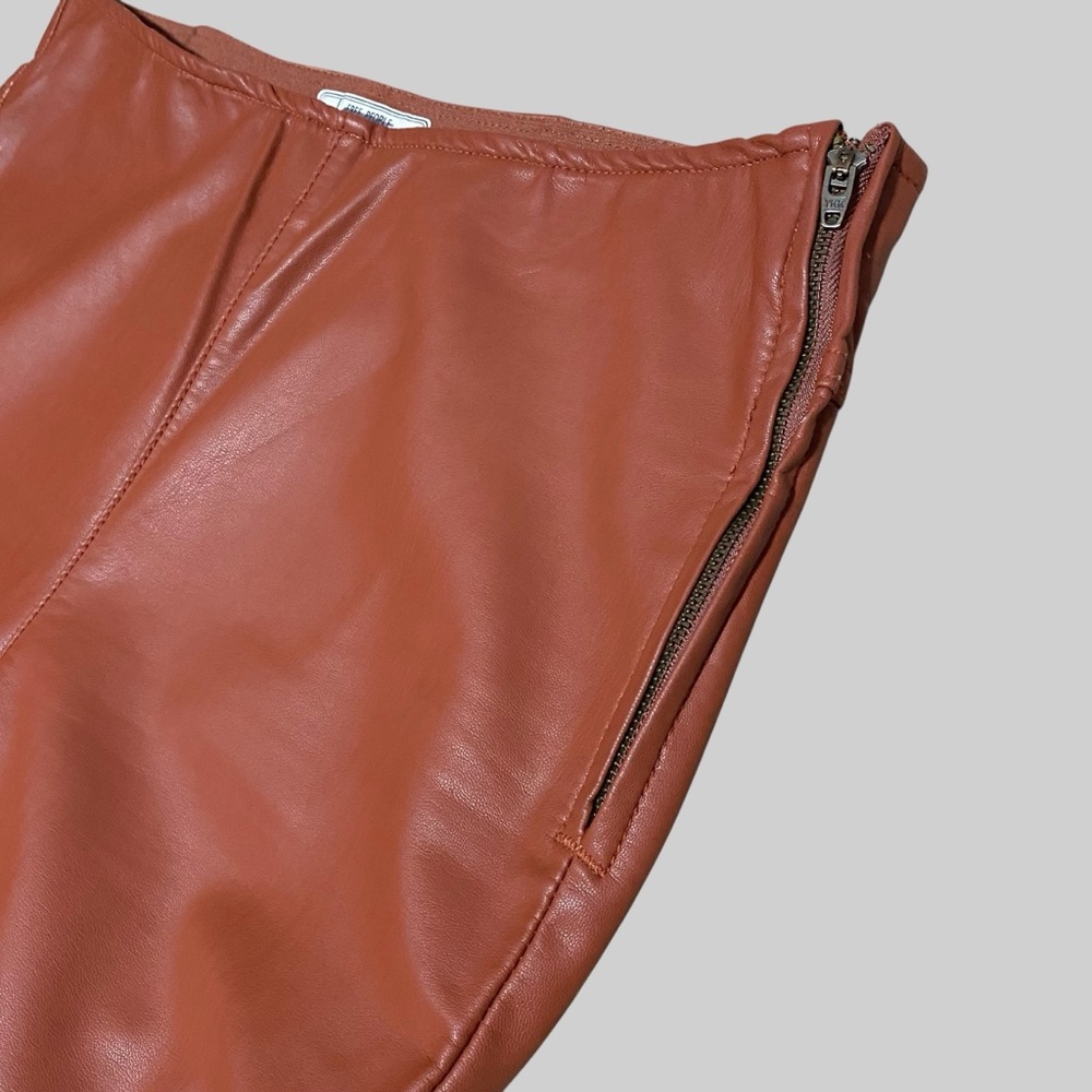 Free People Pants Womens Cognac Brown Vegan Leather Flare Boho Festival Sz 30 - Picture 8 of 11